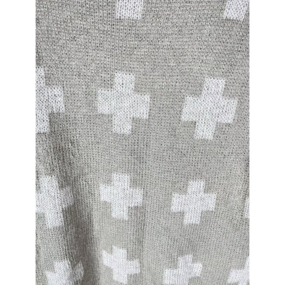 PRESS MOHAIR TISSUE Women's Tan Cross Lightweight Crew Neck Sweater Medium - Picture 2 of 5